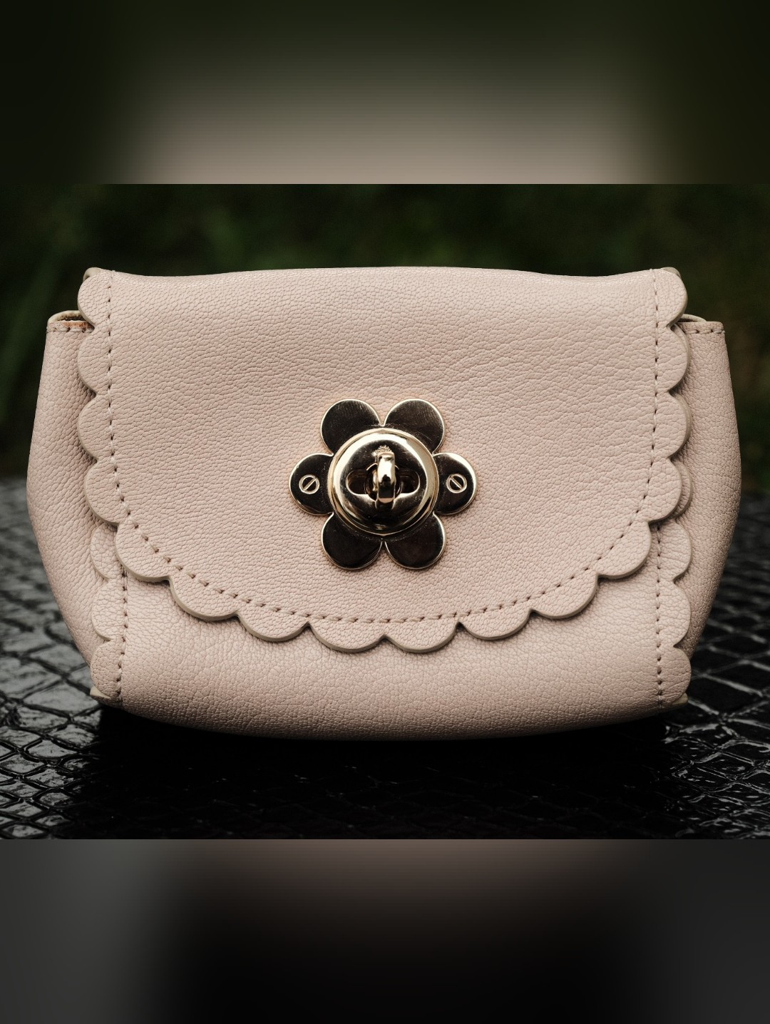 Mulberry Cecily Mini, Light Pink Leather Mini Bag, Scalloped Edges